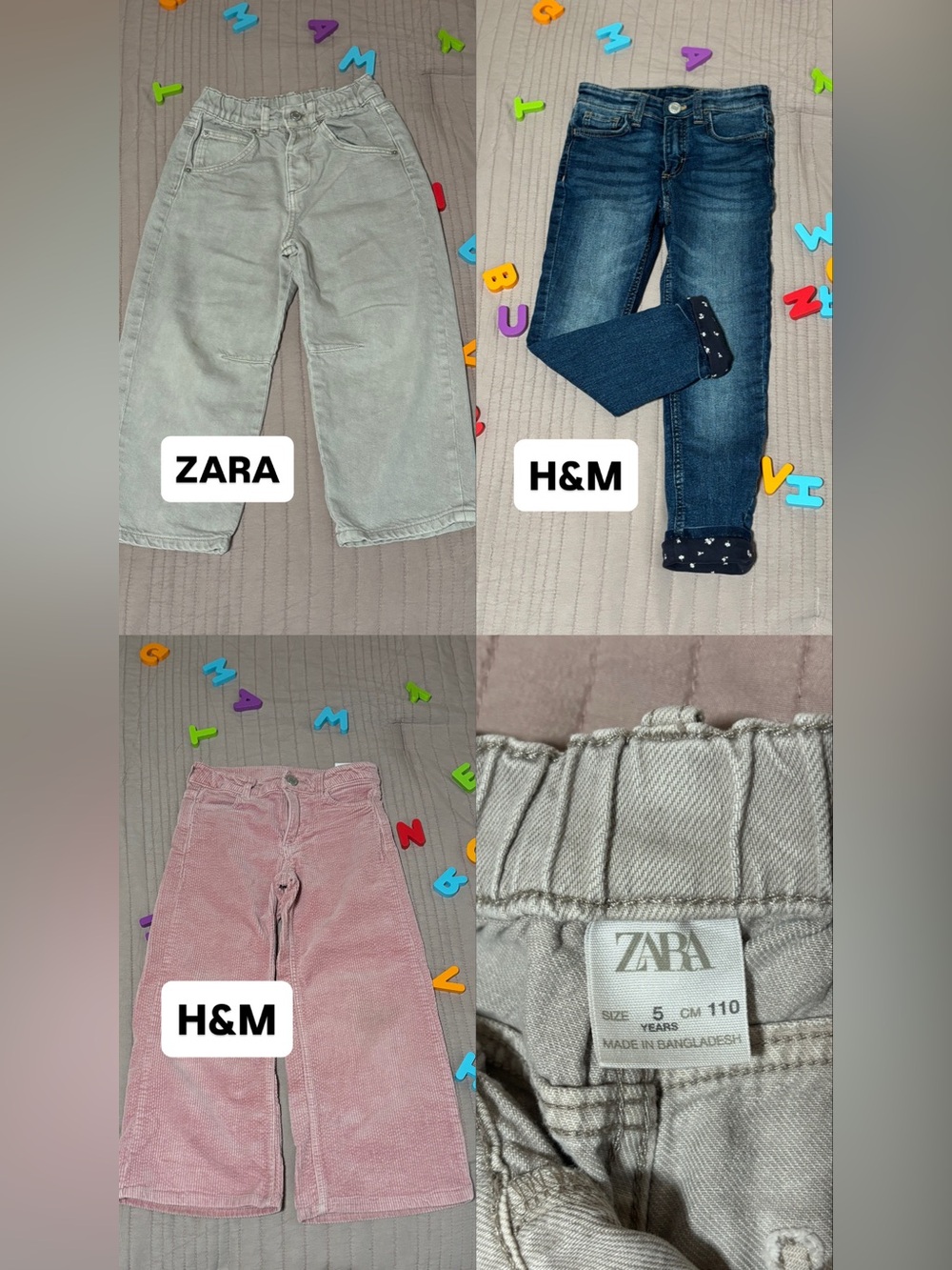 3-Pair Pants Bundle ZARA H&M Buggy / skinny lined jeans /corduroy Size 5T